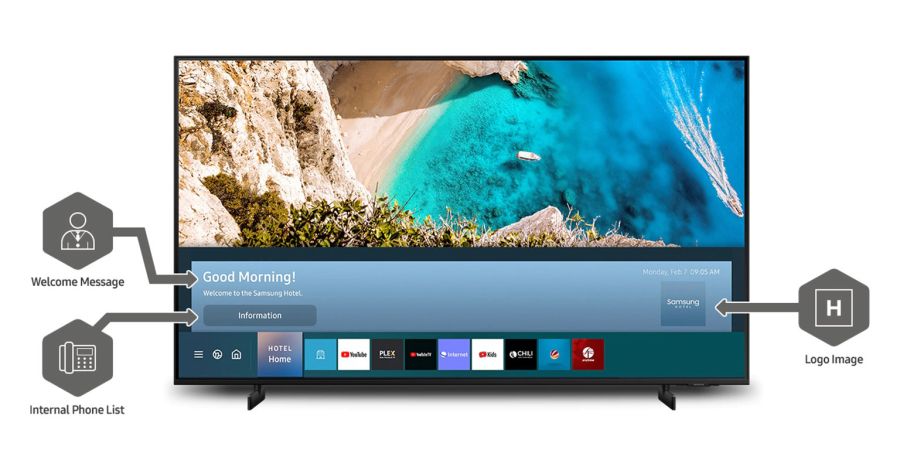 hotel tv screen menu benvenuto