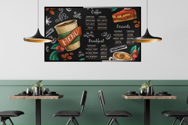 Display signage in ristorante fast food