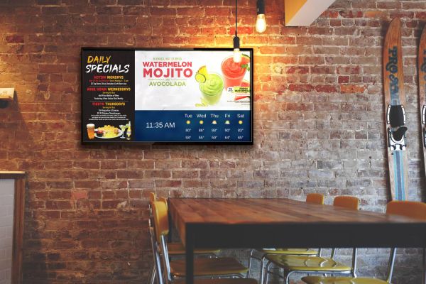 Display signage in ristorante fast food